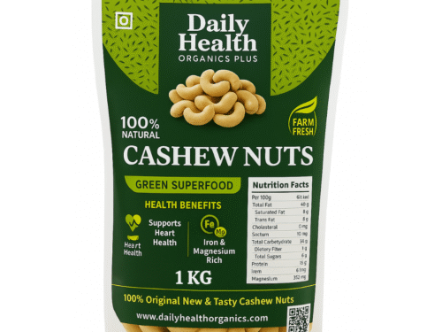 Cashew nuts 1kg (Big Size) W240 Grade Daily Health Organics Plus | Natural, Handpicked, High Protein, Perfectly Packed
