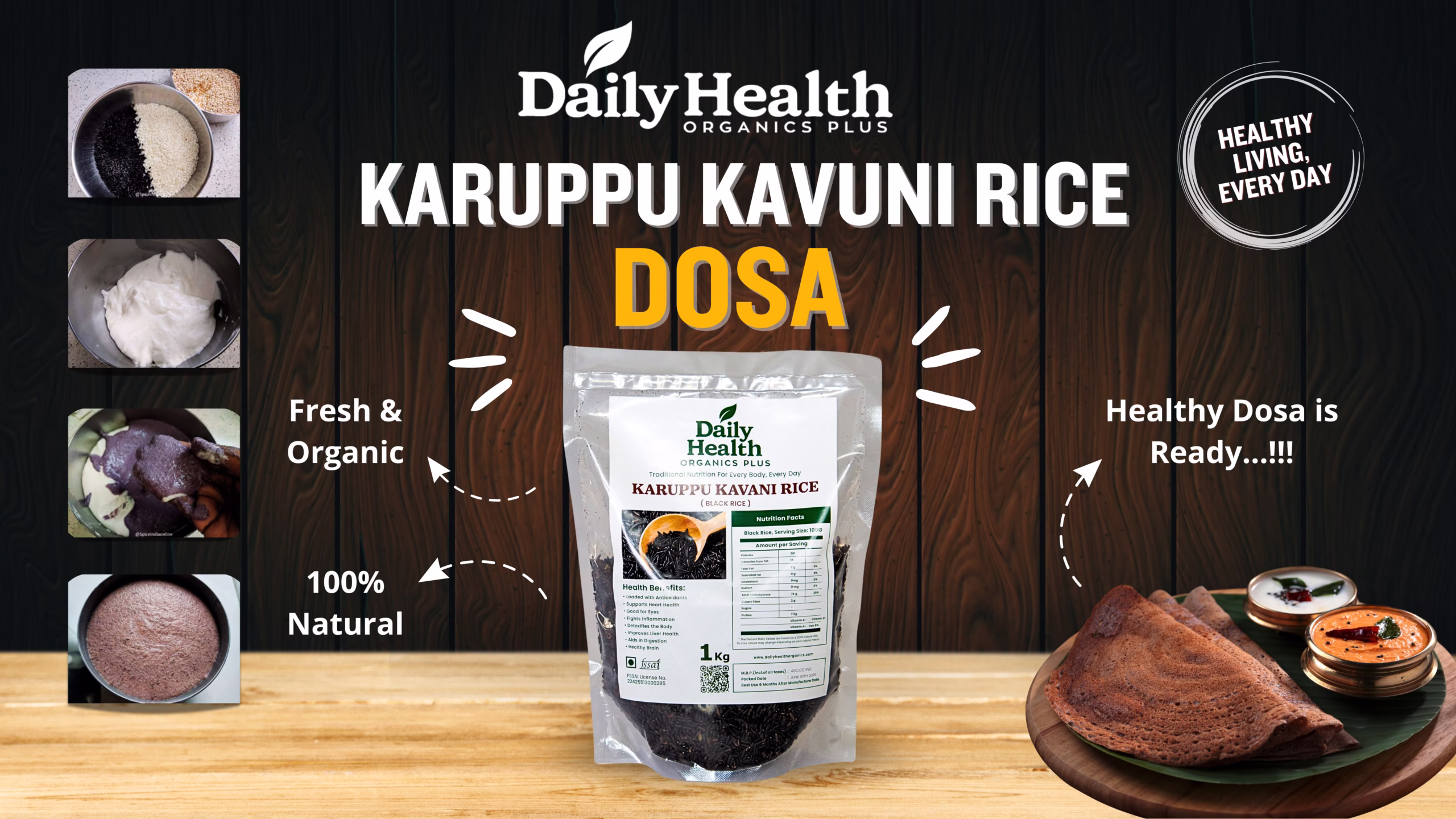 Karuppu Kavuni Rice Dosa Recipe 